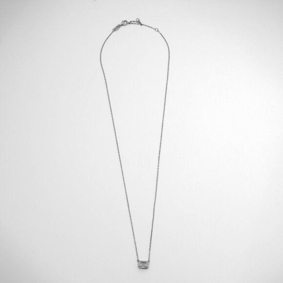 NWT Gabriette Emerald Cut Bezel Necklace // Sterling Silver + 1ct Diamond - Picture 2 of 7
